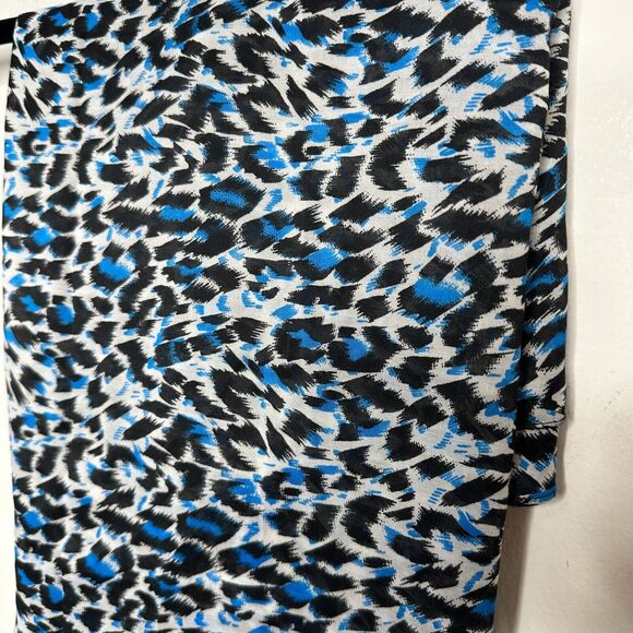 India Boutique Accessories - India Boutique XL Blue Black & White Animal Print Polyester Shawl Wrap Scarf